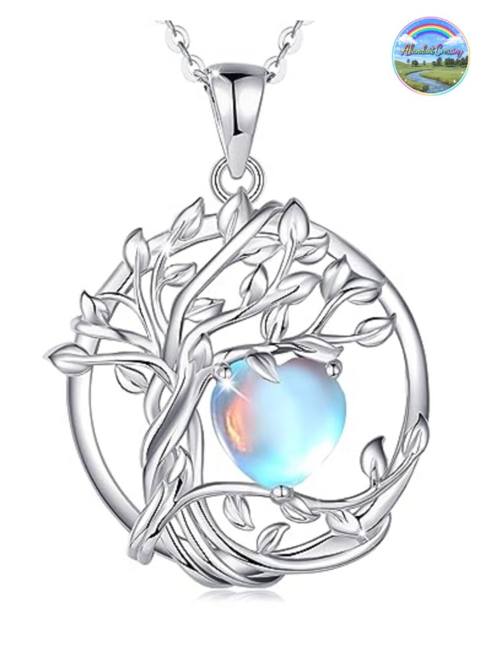 Tree of Life Birthstone Pendant Necklace 925 Sterling Silver White Gold Plated